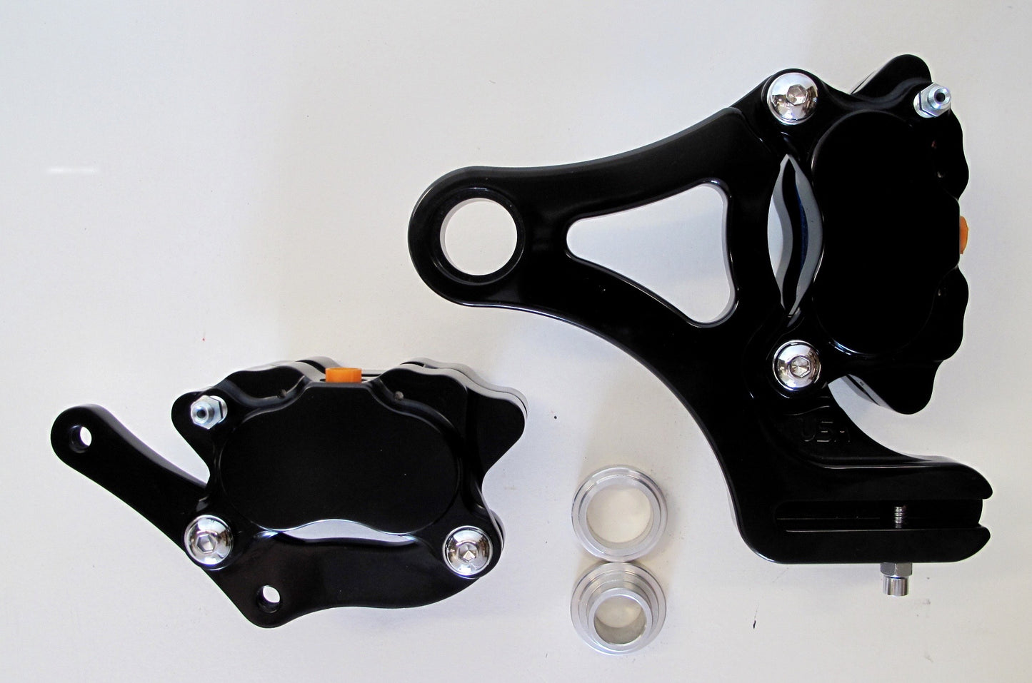 4-PISTON GLOSS BLACK FRONT & REAR BRAKE CALIPER KIT FOR 87-99 SOFTAIL